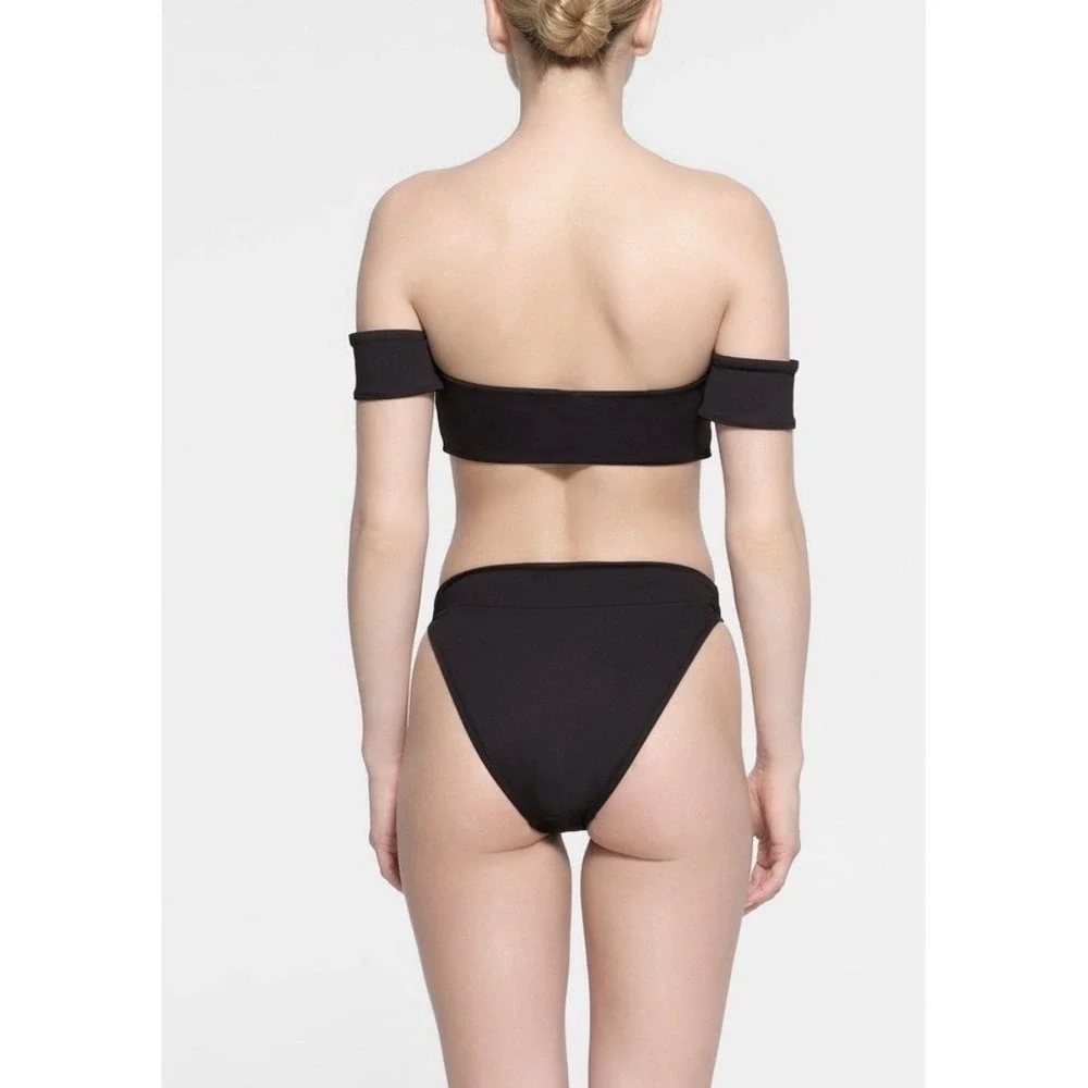 SKIMS Signature High Leg Bikini Bottom Swimsuit BOTTOM ONLY Black Cheeky NWT 2X